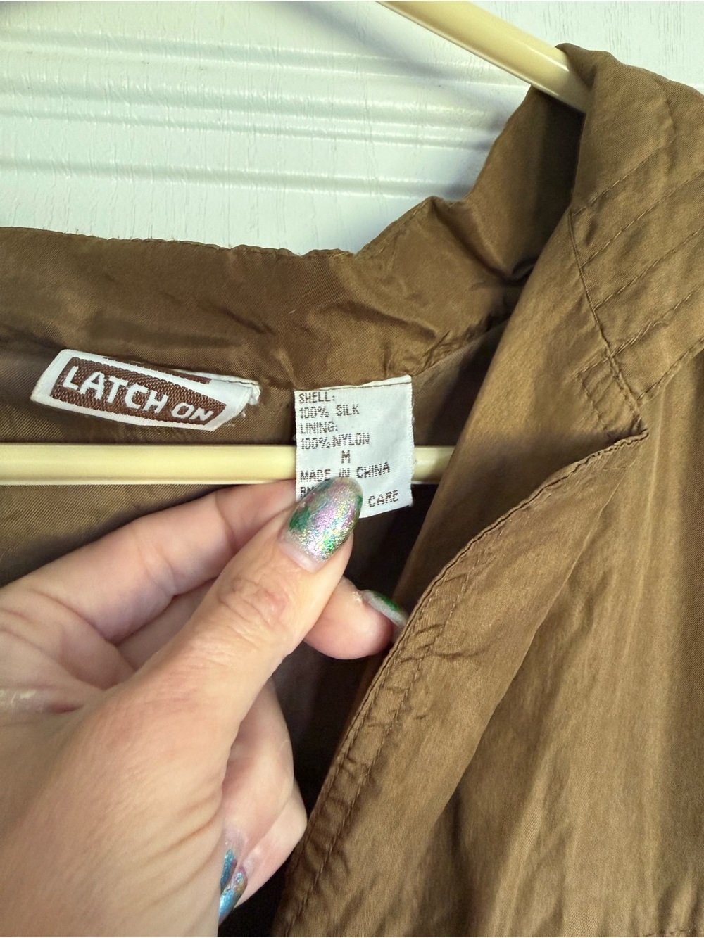 2 for $30 sale: Latch On vintage brown silk western style fringe jacket / M - Picture 3 of 4